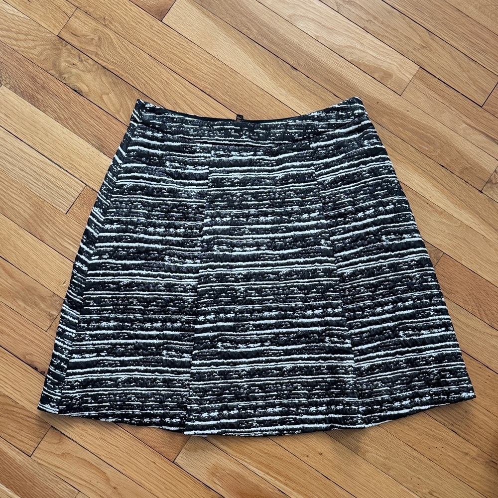 Pink Tartan Black and White Textured A-Line Skirt